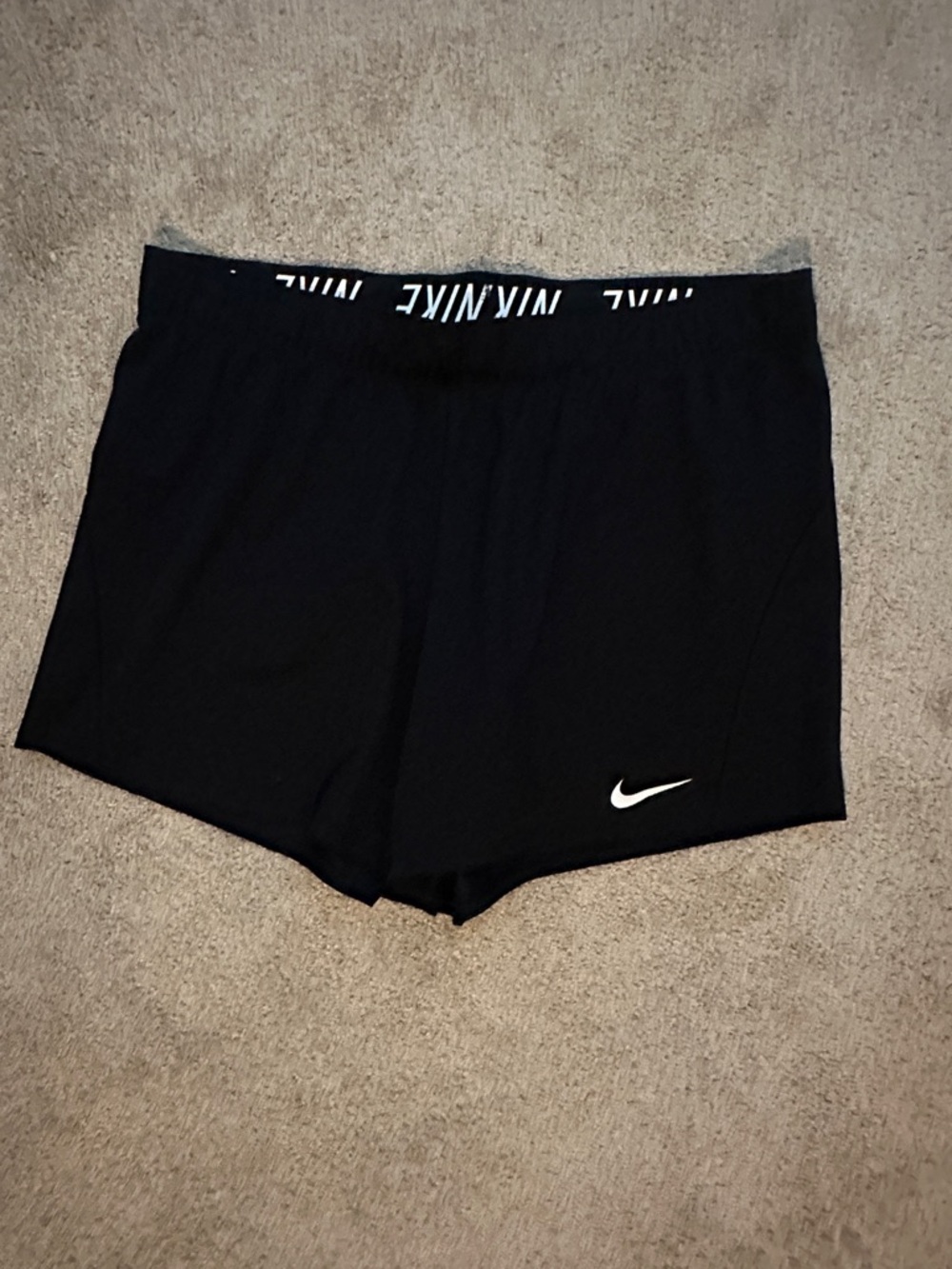 Nike Black Women's Athletic Shorts with White Swoosh